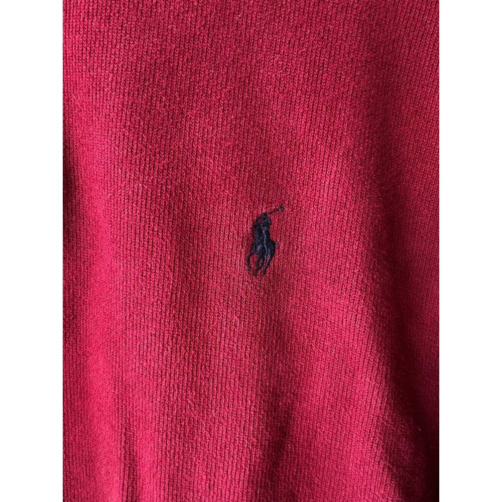 Polo Ralph Lauren XL Burgundy Quarter Zip Sweater Cotton Pony Logo Pullover - Picture 4 of 8